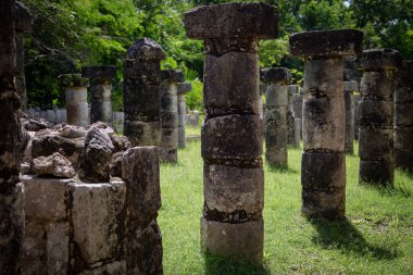 Maya Piramidi Chichen Itza Mexico. Peyzaj. El Castillo Tapınağı manzarası, Chichen Itza Mexico.