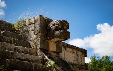 Maya Piramidi Chichen Itza Mexico. Peyzaj. El Castillo Tapınağı manzarası, Chichen Itza Mexico.