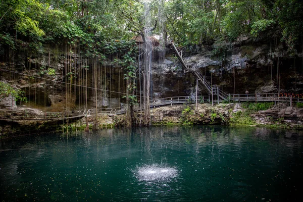 Cenote Mexiko Landskap Landskap Utsikt Över Den Vackra Cenote Mexiko — Stockfoto