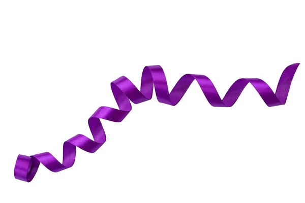 Nastro Raso Viola Scuro Isolato Con Molte Curve Nastro Spirale — Foto Stock