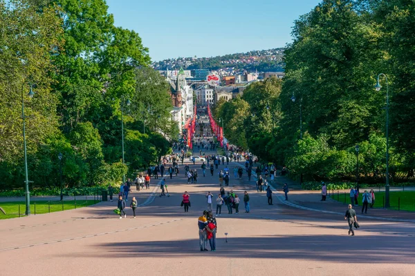 Oslo Norwegia Września 2019 Brama Karla Johansa Centrum Oslo Prowadząca — Zdjęcie stockowe