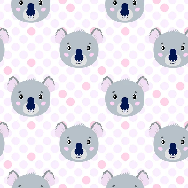 Mignon Motif Vectoriel Sans Couture Avec Visage Koala Lièvre Sur — Image vectorielle