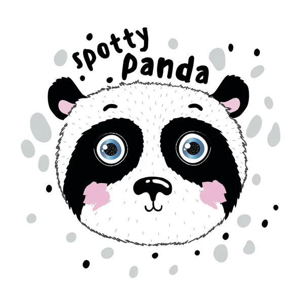 Stampa Carina Vettoriale Con Animaletto Maculato Panda Sfondo Bianco Illustrazione — Vettoriale Stock