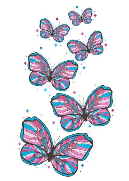 Belleza Mariposa Mano Ilustración Dibujada Estilo Vintage Decorativo Elemento Doodle — Vector de stock