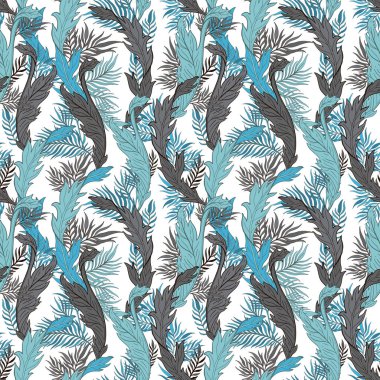 Doğa seamless modeli el çekilmiş soyut. Etnik süsleme, çiçek baskı, tekstil kumaş, botanik öğesi. Vintage retro tarzı. Çiçek yaprakları ve diğer doğal nesne görüntüsü. Vektör çizim.