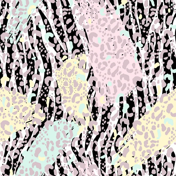 Векторная Иллюстрация Бесшовный Узор Цветочный Мех Животного Отпечаток Фона Ручной — стоковый вектор