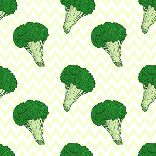 Bezešvá Vektorová Vzorek Zelenina Brokolice Pro Kuchyně Pro Tisk Textil — Stockový vektor