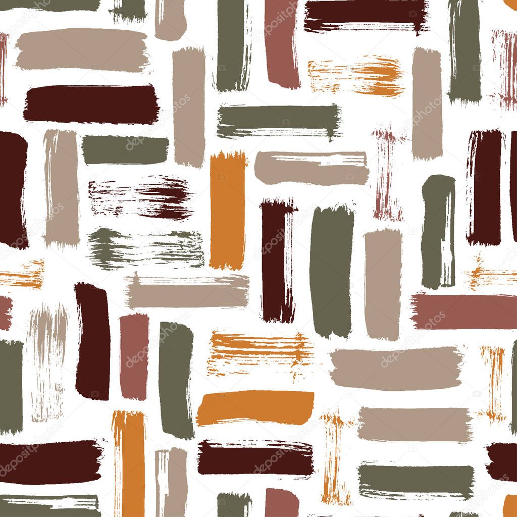 Seamless abstract pattern art. Texture with Hand Painted Crossing Brush Strokes for Print. Rustic texture background. Modern graphics. Vector illustration.