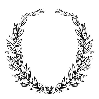 Vektör doğa çerçeve grafiği. Daire çelenk metin için. Resimde siyah ve beyaz.