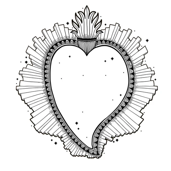 Святе Серце Ісуса Таїнство Релігії Символ Містичний Значок Боку Звернено — стоковий вектор