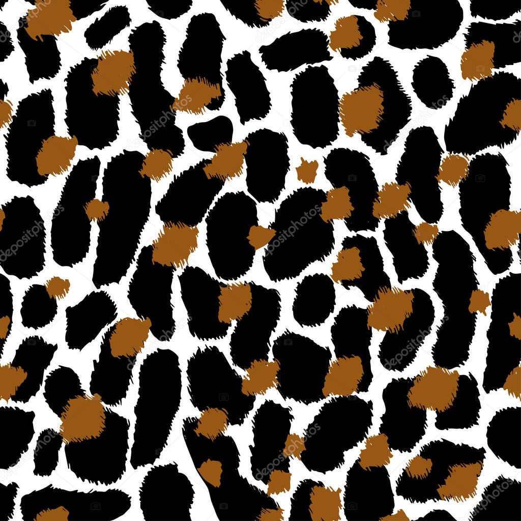 Seamless abstract pattern art. Texture with Hand Painted Crossing Brush Strokes for Print. Animal fur texture background. Modern graphics. Vector illustration.