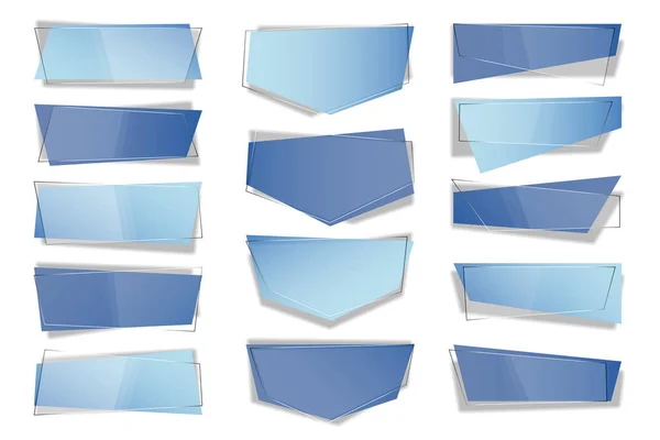 Conjunto Banners Vectoriales Geométricos Planos Moda Banderas Transparentes Estilo Diseño — Archivo Imágenes Vectoriales