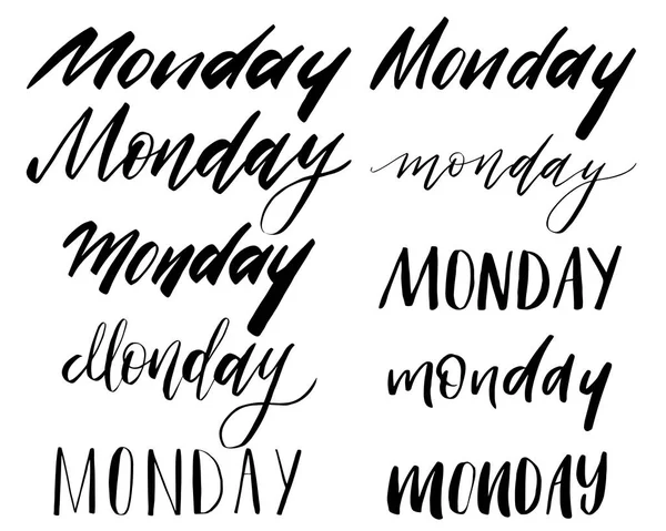 Handwritten Days Week Monday Calligraphy Lettering Typography Vector Illustration — Stock Vector