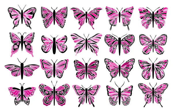 Motyl zestaw kolorów. Dekoracja okna witrażowe. Symbol elementu zwierząt. — Wektor stockowy
