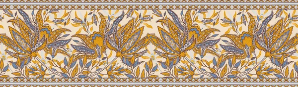 Värikäs Saumaton Intialainen Kuvio Paisleyn Etninen Kukkatausta Tyyliteltyjä Kukkia Kasveja — vektorikuva