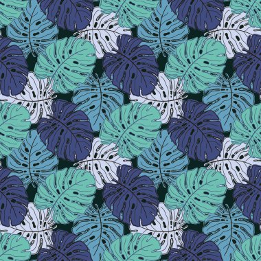 Monstera Dikişsiz desen tropikal yaprak desen. Summer tropikal yaprakları