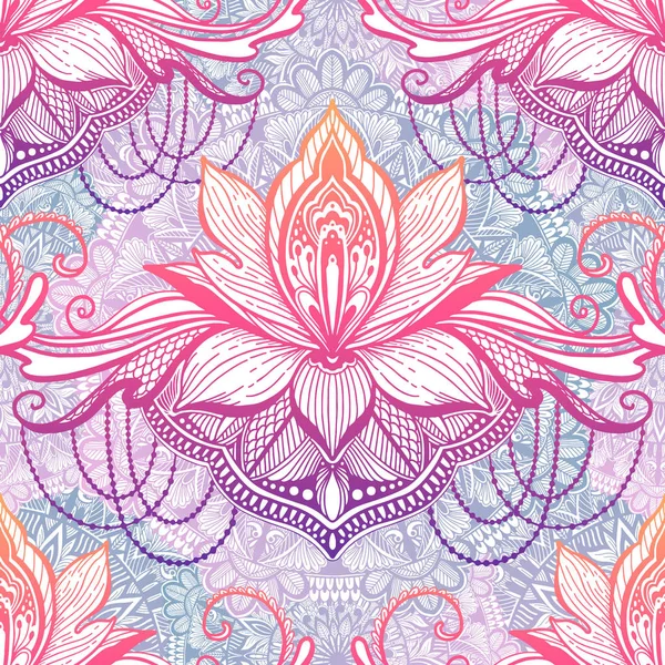 Sanat dikişsiz desen lotus çiçek mandala. Etnik soyut baskı. Renkli yinelenen arka plan dokusu. Kültür bohem süs.