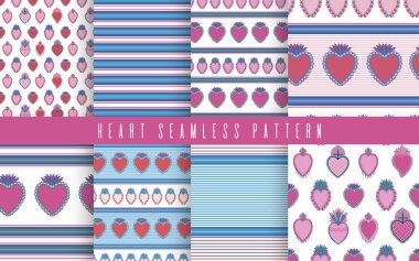 Set dikişsiz desen kutsal Meksika ruhu renk. Ruh sembolü din. Dekorasyon amblemi kutsal kalp. Kutsal din. V