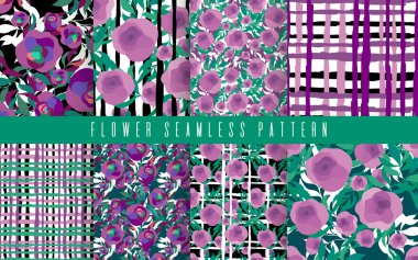 Arka plan için güzel çiçeklerin dikişsiz desen. Çiçek kumaş trxtile baskı. Çiçek botanik çizim.