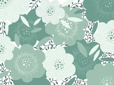 Sanat soyut çiçek arka plan yeşil pastel renk. Yaratıcı doku el çizim tasarımı. Modern stil Trend.