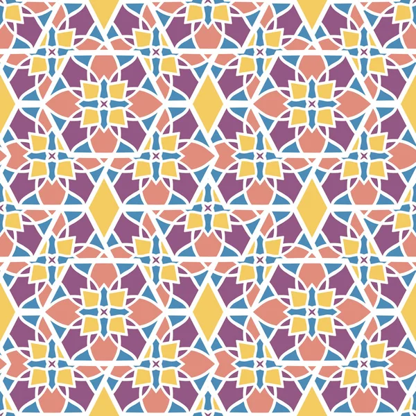 Patrón sin costuras mosaico oriental. Adorno antiguo tradicional morocco y árabe. Geometría baldosas étnicas orientales . — Vector de stock