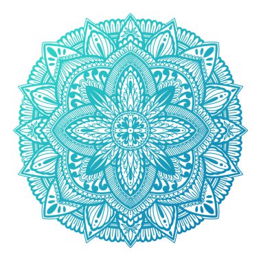Etnik Mandala dekorasyonu. Boho şık oryantal motif. Beyaz arka planda degrade renk.