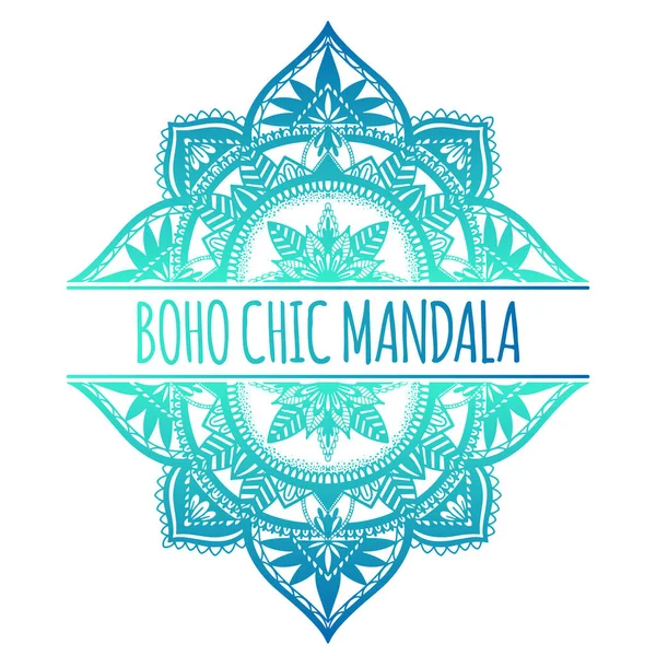 Ethnique Mandala cadre décoration.Boho chic motif oriental. Couleur dégradée en arrière-plan blanc . — Image vectorielle