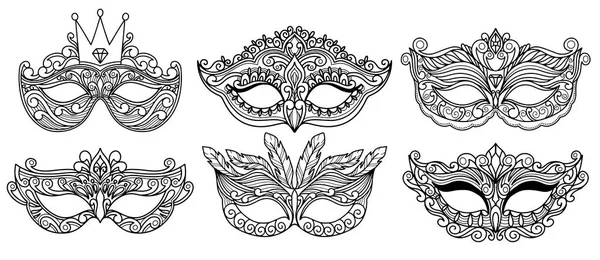 Set tradition with carnival mask accessory on background for concept design.Decoration festive elegant party design. — Stock Vector