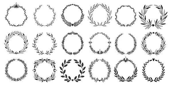 Bruiloft bloemen grafische elementen instellen krans, Dividers, Laurel. Decoratieve uitnodiging ontwerp. — Stockvector