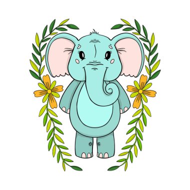 Fil hayvan sevimli çocuk. Beyaz arka planda yalıtılmış.