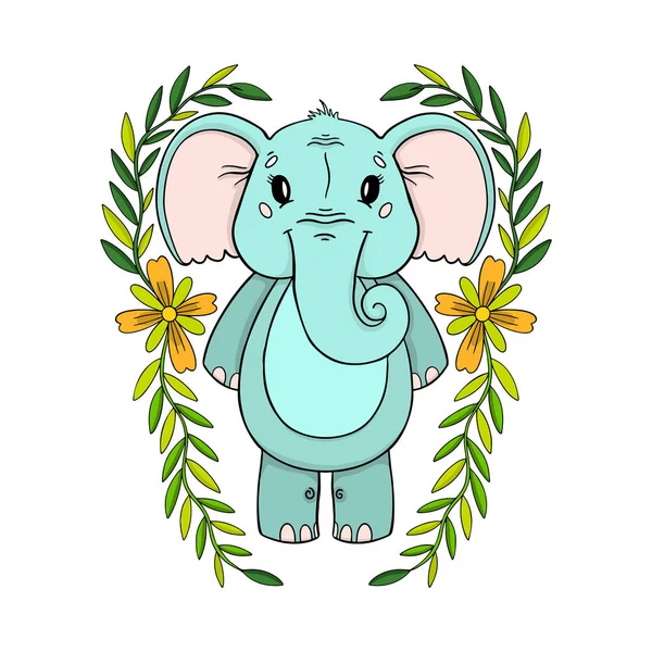 Olifant dierlijke schattig kind. Geïsoleerd in witte achtergrond. — Stockvector