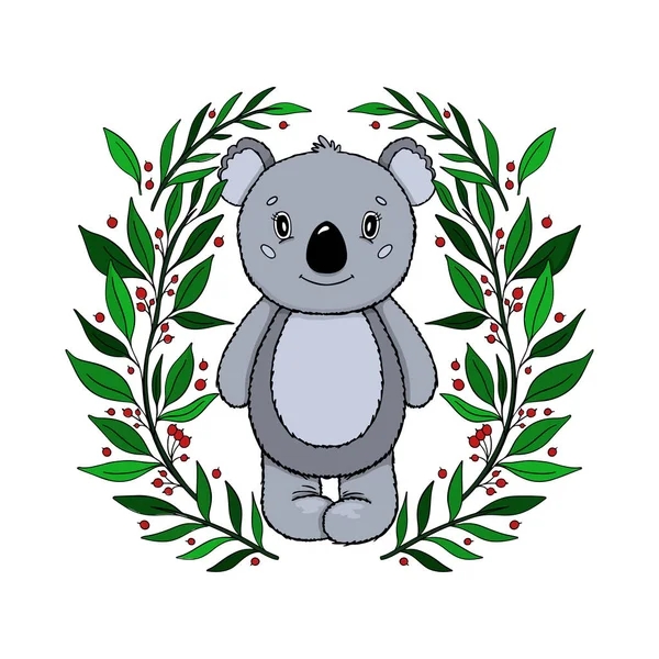 Koala animale bambino carino. Isolato in fondo bianco . — Vettoriale Stock