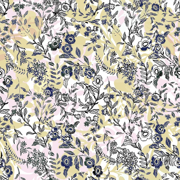 Abstract nature flower small seamless pattern set.Ethnic ornamen