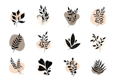 Doğa seti şube logosu bırakır. Simge koleksiyonu beyaz yalıtılmış