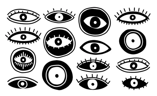 Встановіть очей містичний малюнок руки. Окуляри містичні емблеми. — стоковий вектор