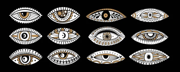 Встановіть очей містичний малюнок руки. Окуляри містичні емблеми. — стоковий вектор