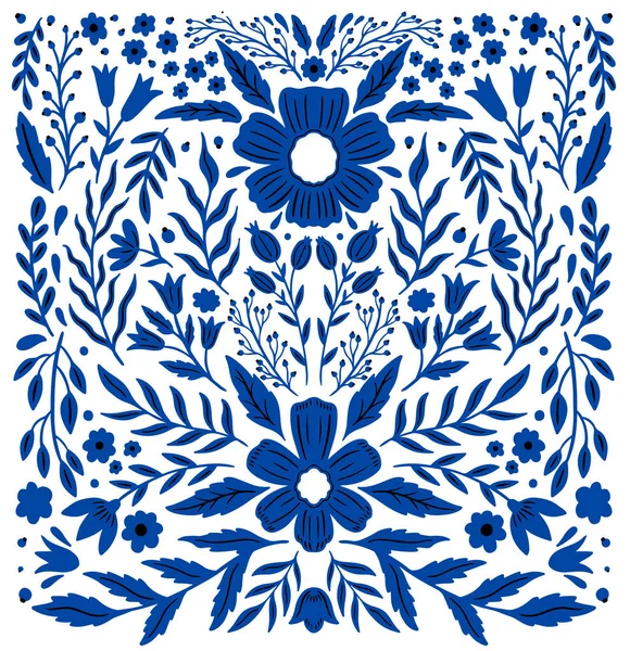 Ethnic folk flower bright color in white background.Symmetry spe — Stock Vector