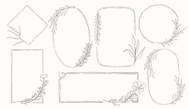 Doğa çerçevesi seti. Dekor botanik elementi. Elegante vintage tarzı..