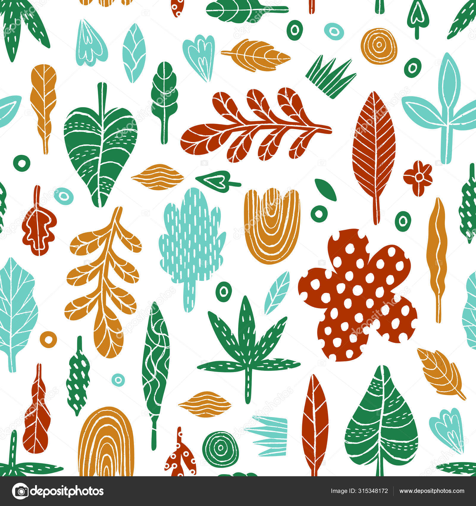 Nature seamless pattern abstract naive style.Botanical ha Stock Vector Image by ©arina.ulyasheva #315348172