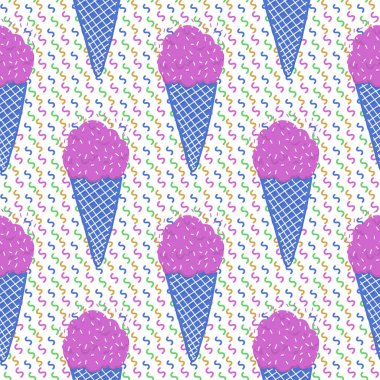 Dondurma, kusursuz yaz şablonu. Parlak renk. El çizimi biçimi.