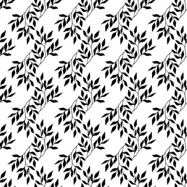 Kusursuz desenli tropik bitki. Botanik çiçekli arka plan. Ev dekorasyonu, kumaş, halı, ambalaj için tasarlanmış. Vektör illüstrasyonu.