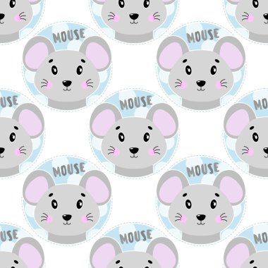Kusursuz desenli hayvan fare suratı. Komik baş ağızlık. Vektör illüstrasyonu.