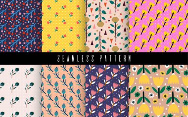 Kusursuz desenli bitki soyutlaması. Saf el yapımı tasarım. Ev dekorasyonu, kumaş, tekstil için süs. Vektör illüstrasyonu.