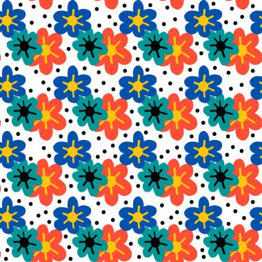 Kusursuz desenli bitki soyutlaması. Saf el yapımı tasarım. Ev dekorasyonu, kumaş, tekstil için süs. Vektör illüstrasyonu.