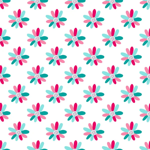 Patrón sin costura planta flor abstracta. Diseño dibujado a mano ingenuo. Adorno para la decoración del hogar, tela, textil . — Vector de stock