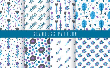 Kusursuz desenli bitki soyutlaması. Saf el yapımı tasarım. Ev dekorasyonu, kumaş, tekstil için süs. Vektör illüstrasyonu.