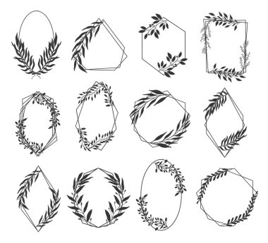 Naturel Flora 'yı suçla. Çelenk çizgisi zarif. Vektör illüstrasyonu