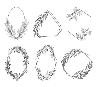 Naturel Flora 'yı suçla. Çelenk çizgisi zarif. Vektör illüstrasyonu. 