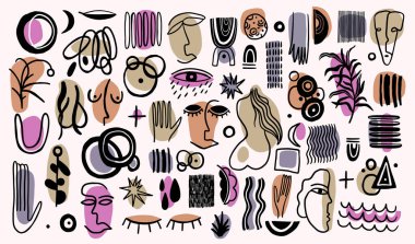 Soyut biçim çizim biçimi. Dekorasyon ögesi beyaz arkaplanda izole edildi. Vektör illüstrasyonu.