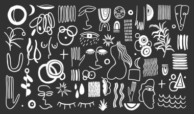 Soyut biçim çizim biçimi. Dekorasyon ögesi beyaz arkaplanda izole edildi. Vektör illüstrasyonu.